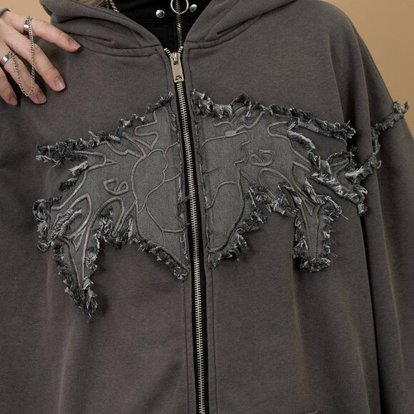 NEW ACDC RAG - Gedraji Cryptid Corpse Dark Grey Oversized Zip Hoodie - Picture 4 of 6